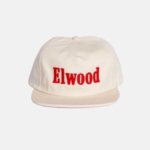 Elwood Logo 5 Panel Cap in Natural/Red